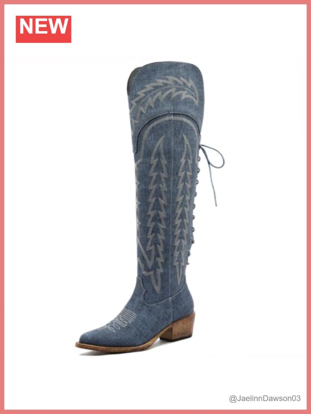 Faux Leather Over the Knee Cowboy Boots Pointed Toe Low Heel
